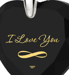 Silver Infinity I Love You Necklace Heart Pendant 24k Gold Inscribed Cubic Zirconia