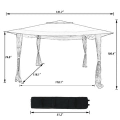 11x11Ft Outdoor Pop Up Gazebo Tent - Luxury Portable Patio & Garden Shade with 140 Sq. Ft. Coverage - Easy Set Up with Carry Bag & Sandbags Included